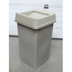 Rubbermaid Grey 19 Gallon Square Garbage Can w Drop Door Lid